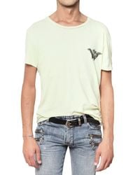 Balmain | Yellow Eagle Printed Jersey T-shirt for Men | Lyst