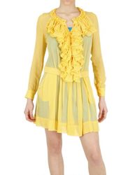 Beayukmui | Yellow Silk Chiffon Ruffle Dress | Lyst