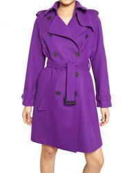 Blumarine | Purple Wool Cashmere Cloth Trench Coat | Lyst