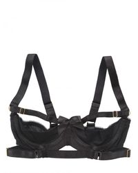 Bordelle | Black Elastic and Mesh Open Bra | Lyst