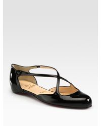 Christian Louboutin | Black Pneumatica Patent Leather Mary Jane Flats | Lyst