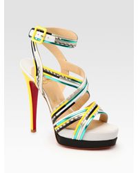 Christian Louboutin | Multicolor Meteorita Metallic Leather and Snake-print Leather Platform Sandals | Lyst