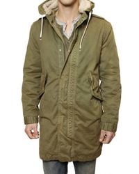 Closed | Green Distressed Gabardine Eskimo Coat for Men | Lyst