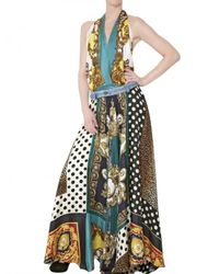 Dolce & Gabbana | Multicolor Vintage Print Satin Foulard Long Dress | Lyst