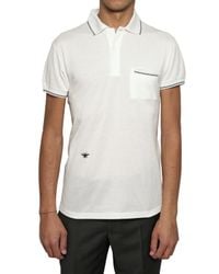 Dior Homme | White Bee Embroidered Piquet Cotton Polo for Men | Lyst