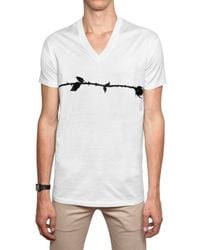 Dior Homme | White Rose Print Jersey V-neck T-shirt for Men | Lyst