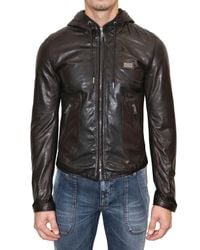 Dolce & Gabbana | Brown Lightweight Nappa Hooded Leather Jacket for Men | Lyst