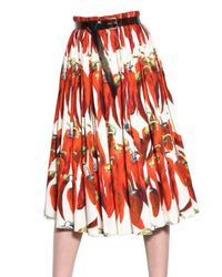 Dolce & Gabbana | Multicolor Hot Pepper Cotton Poplin Skirt | Lyst