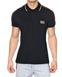 Dolce & Gabbana | Blue Metal Plaque Cotton Piquet Polo for Men | Lyst