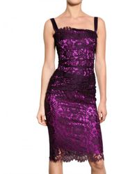 Dolce & Gabbana | Purple Viscose Lace Dress | Lyst