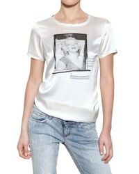 Dolce & Gabbana | White Marilyn Print Stretch Silk Satin T-shirt | Lyst