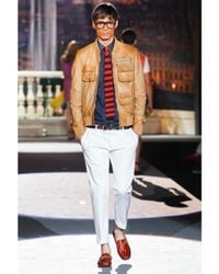 DSquared² | Natural Multi Pocket Bomber Leather Jacket for Men | Lyst