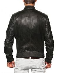DSquared² | Black Multi Pocket Bomber Leather Jacket for Men | Lyst