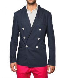 DSquared² | Blue Cotton Linen Double Breasted Jacket for Men | Lyst