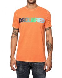 DSquared² | Orange Cotton Jersey Faded Logo T-shirt for Men | Lyst