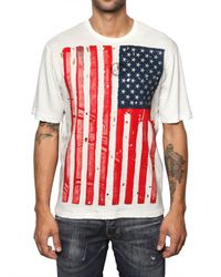 DSquared² | White Usa Flag Print Tshirt for Men | Lyst