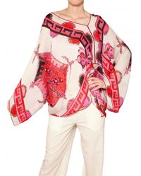 Emilio Pucci | Multicolor Printed Matt Silk Satin Kaftan Top | Lyst