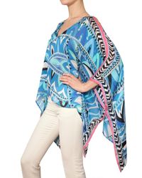 Emilio Pucci | Blue Printed Woven Silk Top | Lyst