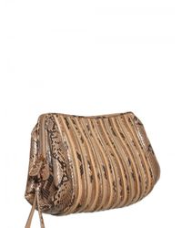 Ferragamo | Brown Bianca Python & Metallic Lizard Skin Clu | Lyst