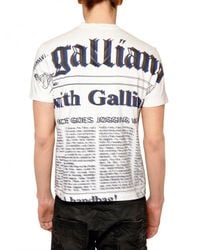 John Galliano | White Gazette Jersey T-shirt for Men | Lyst