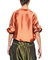 Haider Ackermann | Orange Oversize Silk Shantung Shirt | Lyst