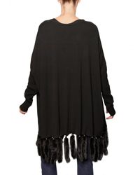 Hotel Particulier | Black Mink Tail Hem Wool Cashmere Knit Sweater | Lyst