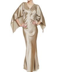 John Galliano | Natural Batwing Sleeved Silk Satin Dress | Lyst