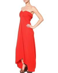 Lanvin | Red Washed Silk Crepe Long Dress | Lyst