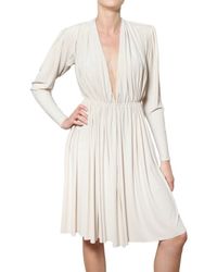 Lanvin | White Pleated Techno Jersey Empire Cut Dress | Lyst