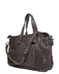 Officine Creative | Gray Washed Leather Shoulder Bag for Men | Lyst