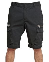 Balmain | Black Cotton Gabardine Cargo Shorts for Men | Lyst