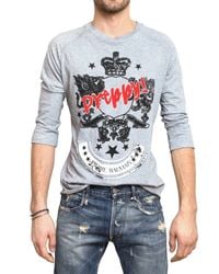 Balmain | Gray Preppy Printed Jersey 3/4 Sleeve T-shirt for Men | Lyst