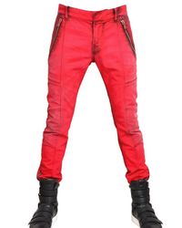 Balmain | Red 17cm Dyed Denim Biker Super Skinny Jeans for Men | Lyst