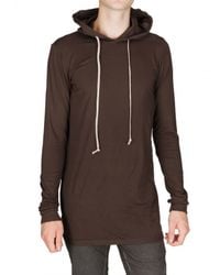 Rick Owens | Brown Hooded Jersey T-shirt for Men | Lyst