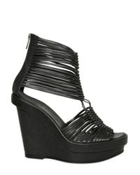 Ann Demeulemeester | Black 120mm Leather Multi String Sandal Wedges | Lyst