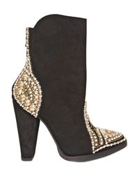 Balmain | Black 110mm Suede Swarovski & Studs Boots | Lyst