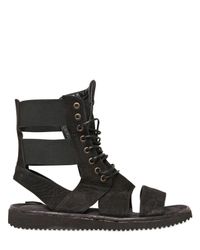 BB Bruno Bordese | Black Nubuck Laced Boot Sandals for Men | Lyst