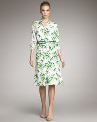 Carolina Herrera | Green Sparrow-print Shirtdress | Lyst
