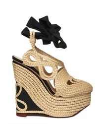 Charlotte Olympia | Natural 160mm Straw & Silk Wedges | Lyst