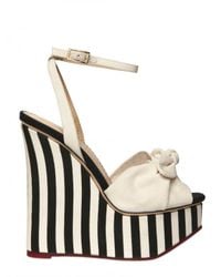 Charlotte Olympia | White 160mm Striped Cotton Linen Wedges | Lyst