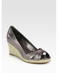 Cole Haan | Air Camila Espadrille Metallic Leather Wedge Sandals | Lyst