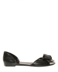 Ferragamo | Black Barbados Rubber Bow Flats | Lyst
