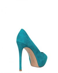 Gianvito Rossi | Blue 120mm Suede Squared Peep Toe Pumps | Lyst