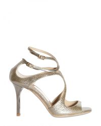 Jimmy Choo | Metallic 85mm Ivette Glitter Leather Sandals | Lyst