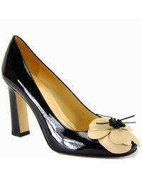 kate spade new york | Zaria - Black Patent Leather Flower Pump | Lyst