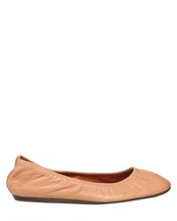 Lanvin | Natural Textured Leather Ballerina Flats | Lyst