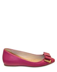 Mulberry | Pink Stitched Bow Leather Ballerina Flats | Lyst