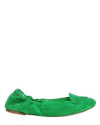 Ralph Lauren | Green Suede Ballerina Flats | Lyst