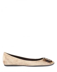 Roger Vivier | Natural Belle De Nuit Suede Gommette Flats | Lyst