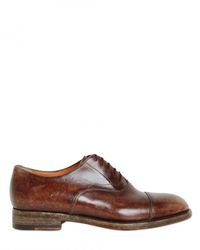 Santoni | Brown Washed Calfskin Oxford Lace-up Shoes for Men | Lyst
